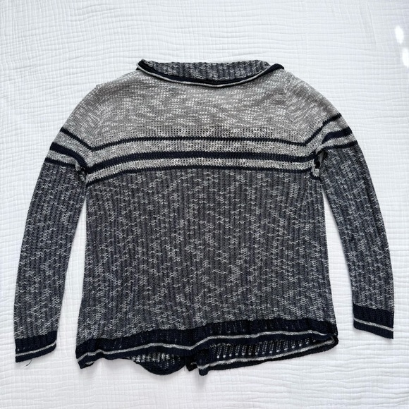 Closet Space navy & gray open knit boho cardigan sweater size medium Lightweight - Picture 4 of 10
